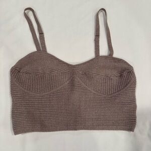 Aqua Ribbed Knit Bandeau - Brown